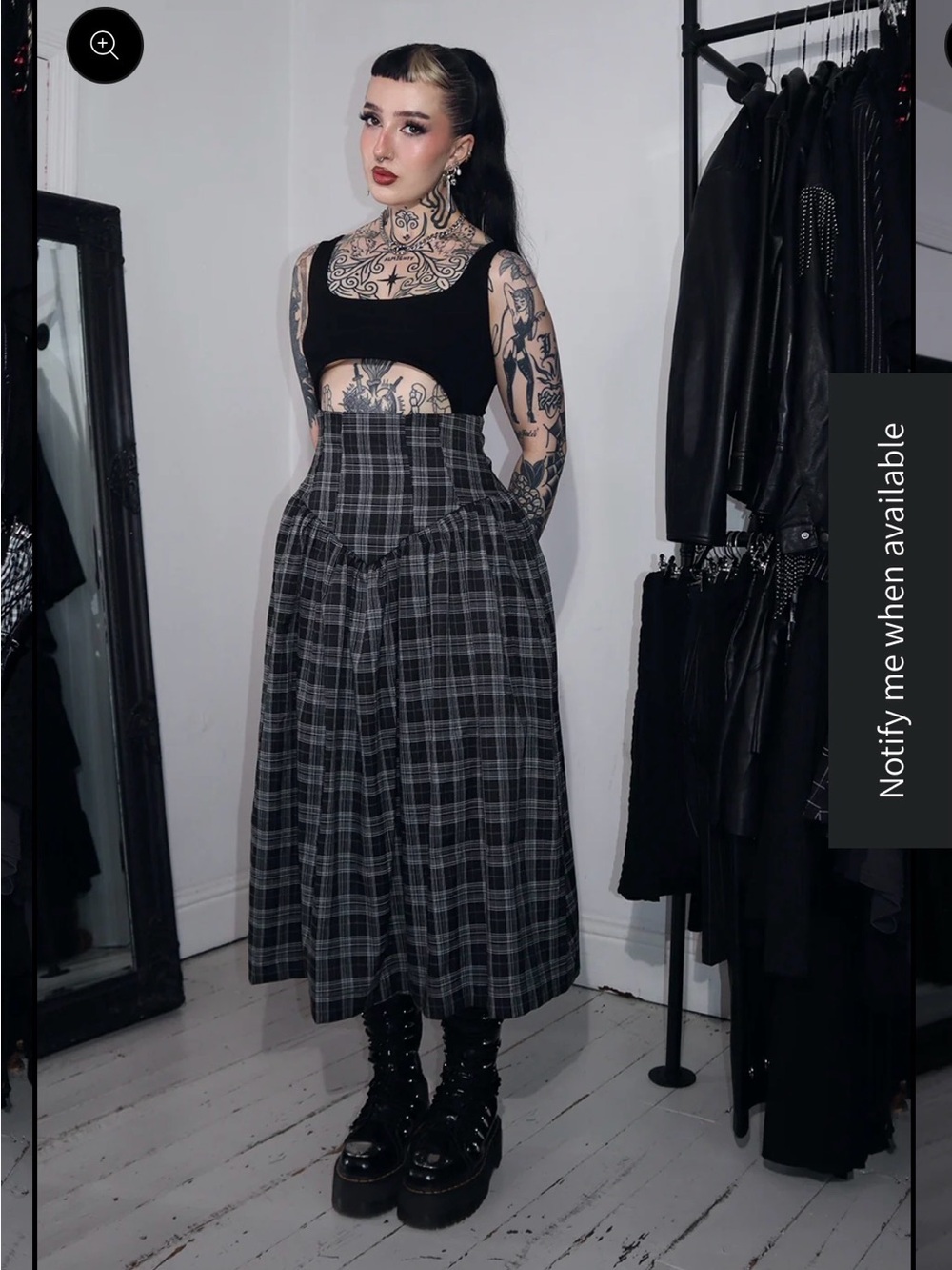 Salem bury me midi dress gray plaid